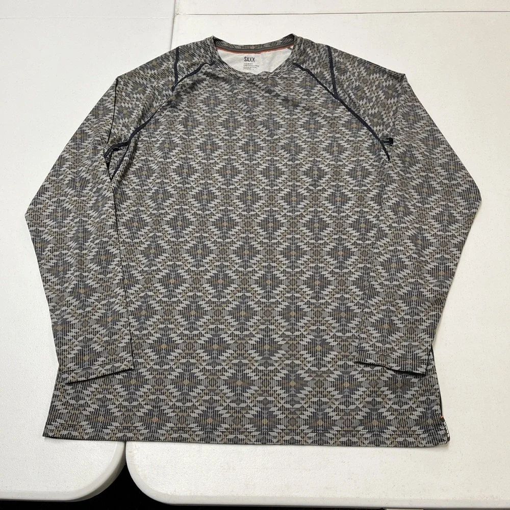 Saxx Quest Base Layer Long Sleeve Mesh Quick Dry Size L Moisture Wicking Outdoor